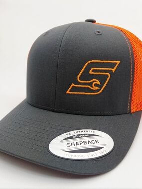 Snap On Richardson 112 Trucker Mesh Snapback Hat Cap Gray Neon Orange
